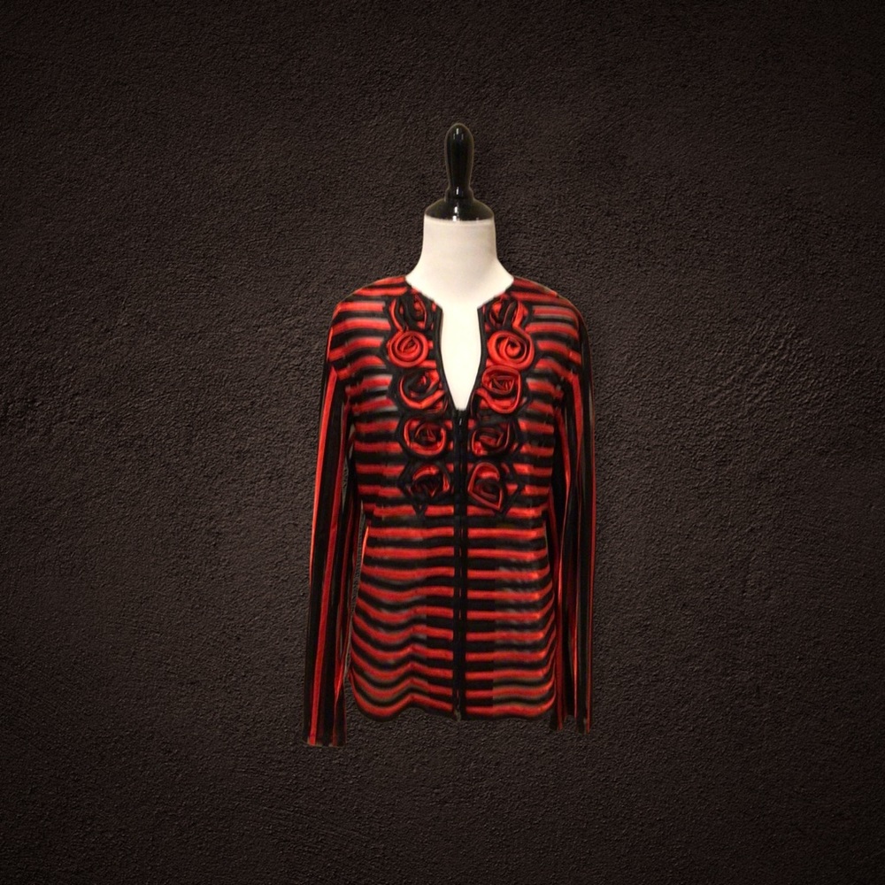 Becky & Bobby Black & Red Rose Jacket -Large